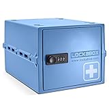 Lockabox One™ | Kompakte und hygienische Verschlussbox für Lebensmittel und Medikamente sowie zum sicheren Aufbewahren von Gegenständen zu Hause (Medi Blue)